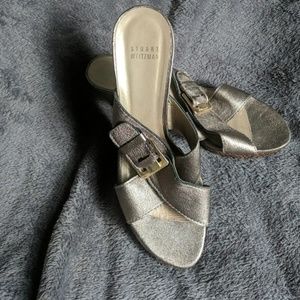Stuart Weitzman Grey Shiny Sandals